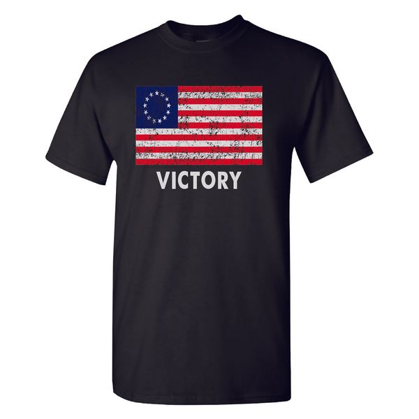 

betsy ross american flag victory on a black t shirt