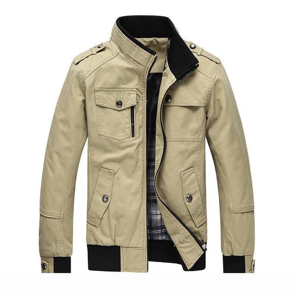 

brand new men's jacket coat male coats cotton solid stand collar casual jackets men coat outwear brand clothing, Black;brown
