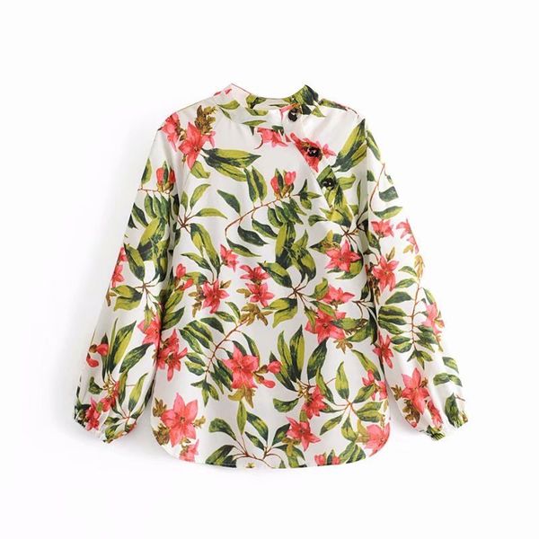 

women's blouses & shirts aazz45-9315 european and american fashion blossom print jacket, White