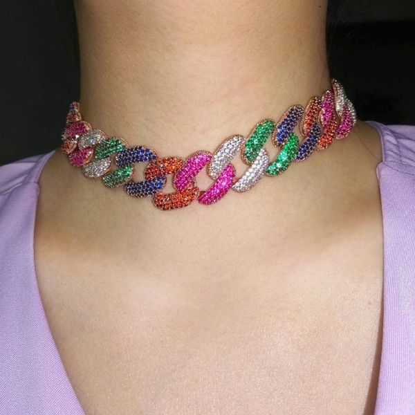 

chains missvikki luxury exquisite colorful zirconia noble necklace jewelry for women girl bridal wedding full shiny cz 2021, Silver