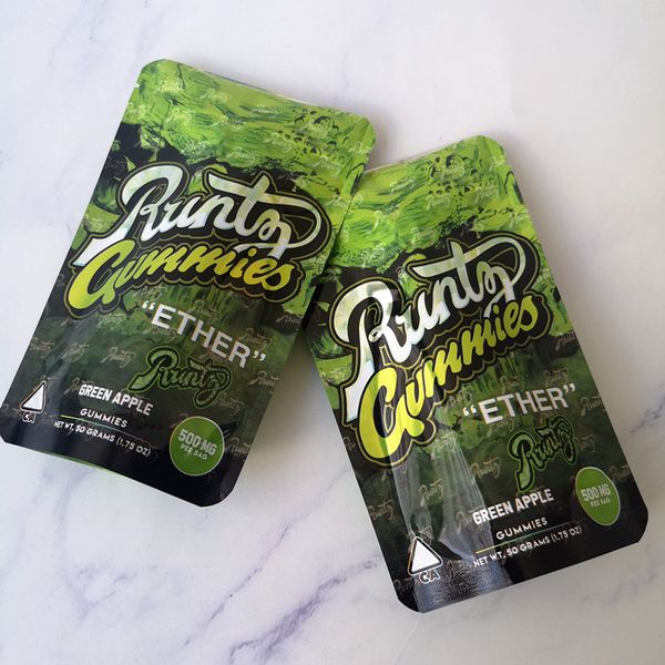 

new arrival 500mg runtz gummies maylar bag ether dank gummi worm mylar bags smell proof edibles packaging bags