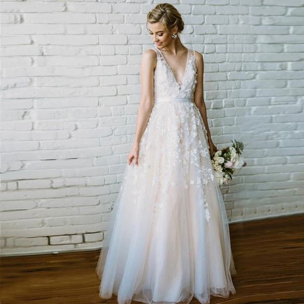 

beautiful wedding dresses with straps a-line pearls beaded lace romantic bridal gown appliques bodice vestido blanco, White
