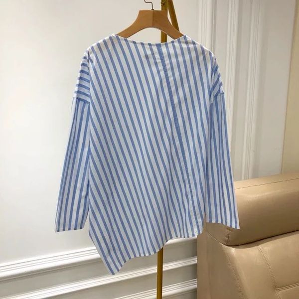 

women's blouses & shirts women shirt 2021 blue striped white female summer