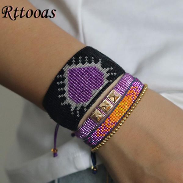 

rttooas purple heart miyuki beaded bracelet for women pulseras mujer 2020 bohemian handmade beaded bracelets bileklik, Golden;silver