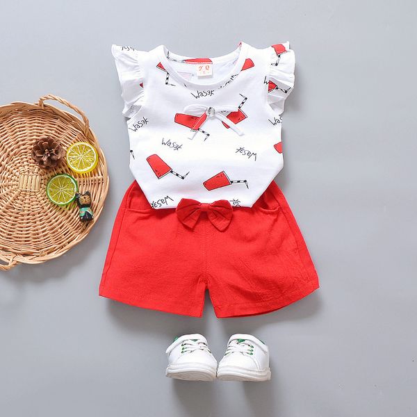 

bibicola summer girls clothes children clothing sets baby girls cotton cartoon t shirts +jeans 2pcs suits girls clothes for 1-4t, White