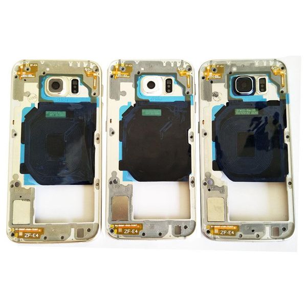 

cgjxsfor samsung galaxy s6 g9200 g920f bezel metal middle housing frame chassis parts with side button single sim dual sim card model