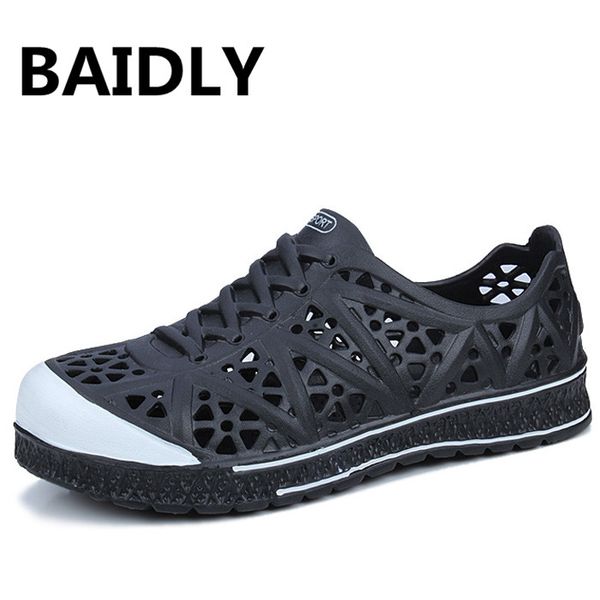 

men causal summer sandals eva garden sandals soft memory shoes male slip on beach water slipper shoes, Black