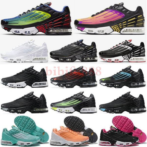 

new plus iii 3 parachute mens tuned running shoes fashion women outdoor black white sport sneakers blue spider airs designer trainers 36-45
