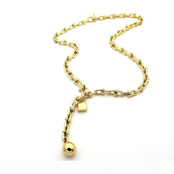 

brand u-type double layer titanium steel necklace 18k gold rose silver necklace with advanced gift set suitable for gifts