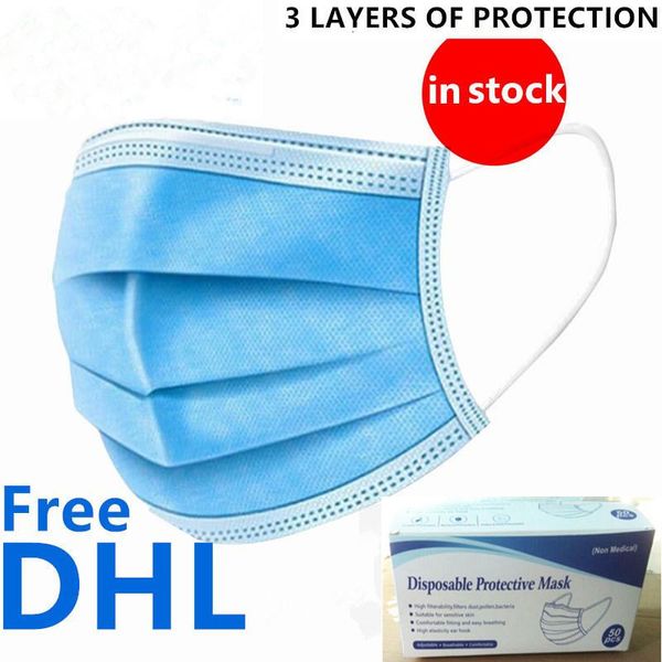

disposable face mask 3 layer ear-loop dust mouth masks cover 3-ply non-woven disposable dust mask soft breathable outdoor part with box free
