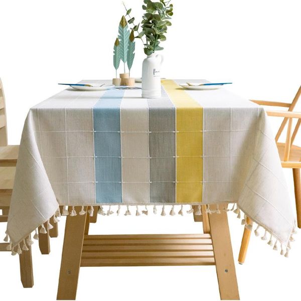 

table cloth striped cotton linen blue green coffee square rectangle cover for wedding party banquet home decration