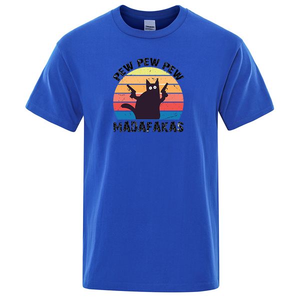 

pew pew madafakas t-shirt crew neck clothing funny cat t shirt novelty vintage tshirt short sleeve tees shirts 2020 summer