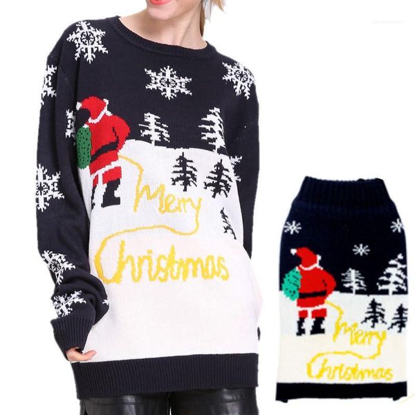 

clothing christmas day womens designer sweaters fashion loose christmas print womens sweaters casual crew neck females, White;black