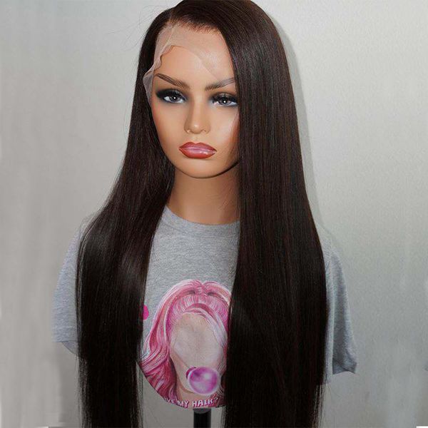 

2020 stamped glorious 26inches straight black wig middle part synthetic super long wigs for black women heat resistant fiber lace wig