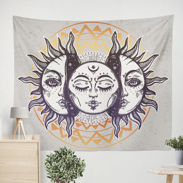 

blanket white black sun moon mandala tapestry wall hanging celestial wall tapestry hippie tarot carpets dorm decor psychedelic tapestry