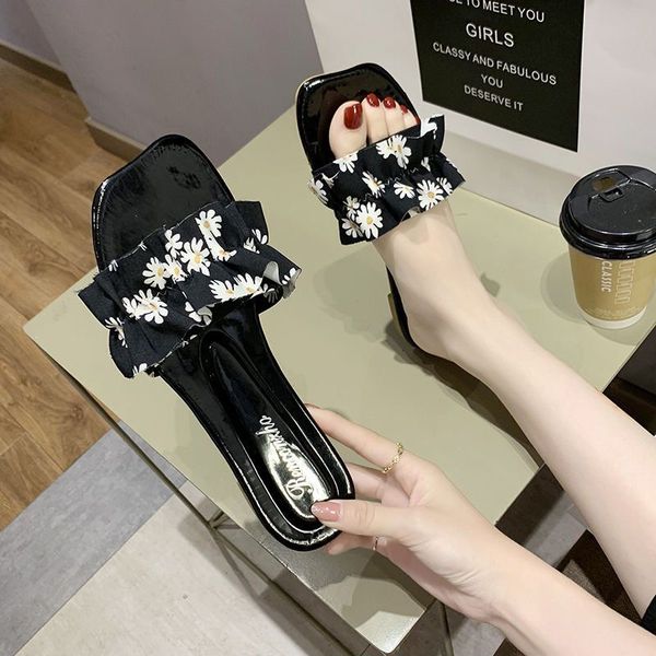 

2020 brand women slippers fashion ladies plus size slides women summer beach slides big bow cute flip flops outdoor flat slipper, Black