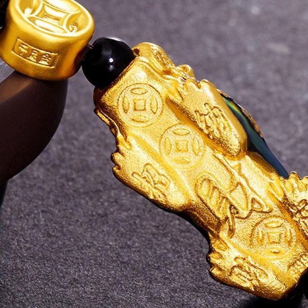 

8/12mm obsidian stone beads chakra bracelet feng shui pixiu charms luck wealth bracelet women wristband gold good gr d8d9, Black