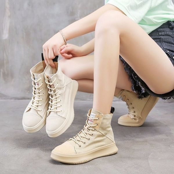 

woman new canvas shoes platform wedge autumn new female shoes high sneakers fashion wild i1-79
