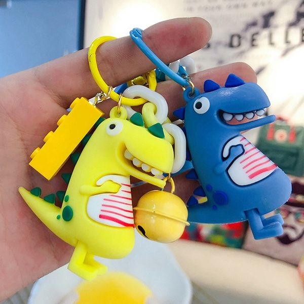 

fashion cute dinosaur keychain key ring women cartoon pvc animal panda key chain lanyard handbag accessories trinket, Silver