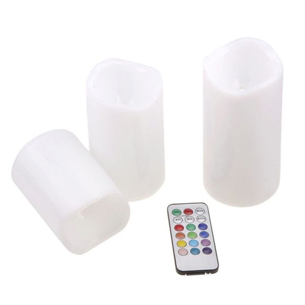 

3pcs romantic changing color led light flameless wax candles with remote control