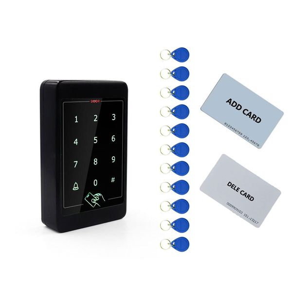 

touch metal keypad standaone access control can as wg26 reader 125k id card 2pcs mother card, 10pcs id tags