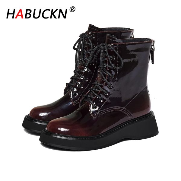 

habuckn fashion women retro gradient detachable bag ankle knight boots thick bottom woman girls casual all-match, Black