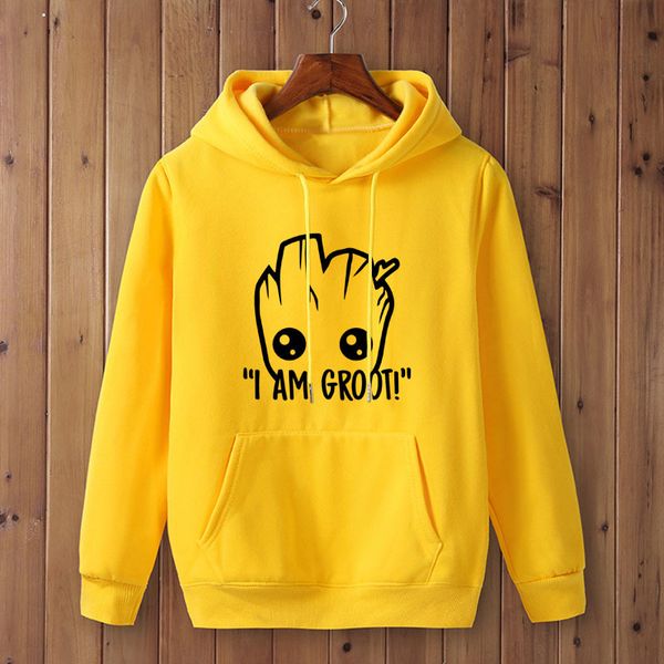 

marvel i am groot hoodies warm sweatshirt men and women new fashion hip hop harajuku streetwear casual hoodie for man jersey, Black