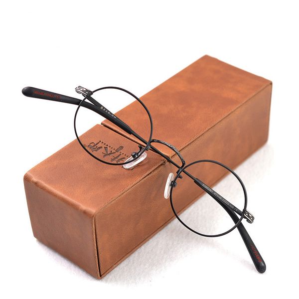 

vintage metal round men optical eyeglasses frames retro handmade oval glasses clear lens eyewear for women lens prescription, Black