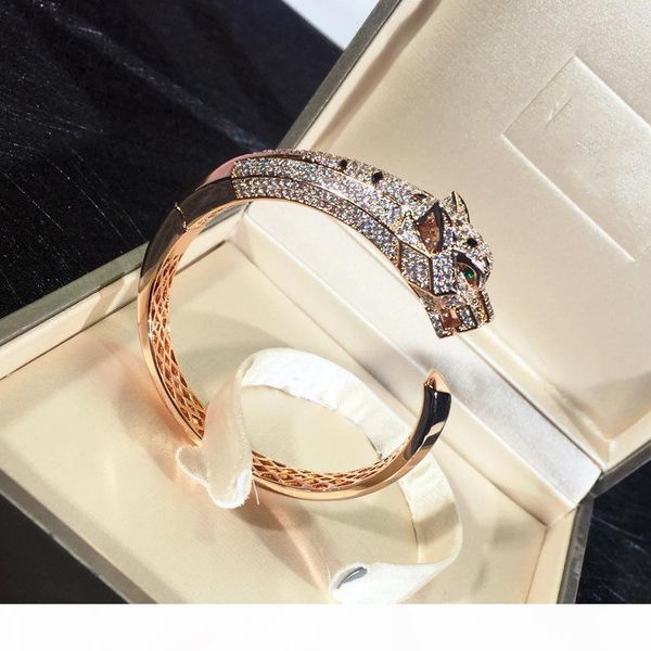 

18k gold plating jewelry for women leopard bangle brand designer micro pave cz bracelet ing, Black