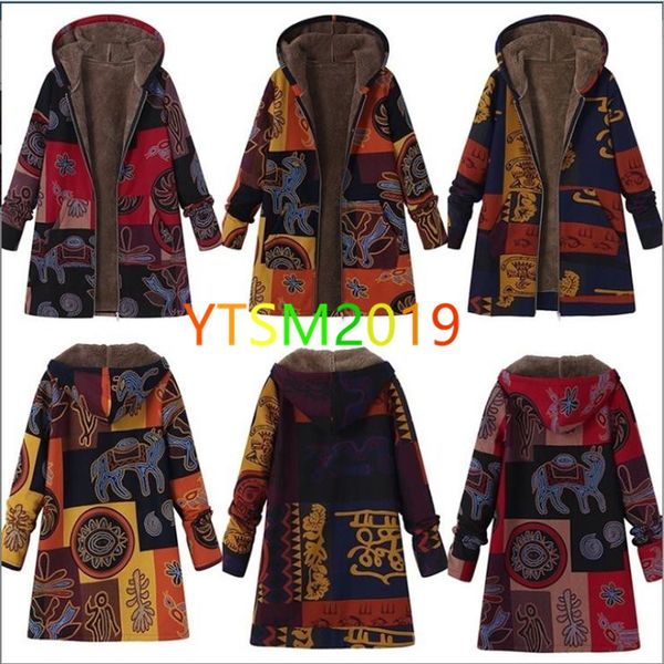 

ethnic style hooded fur collar cotton jacket women's winter jacket outdoor warm feather warm clothing outerwear, Black