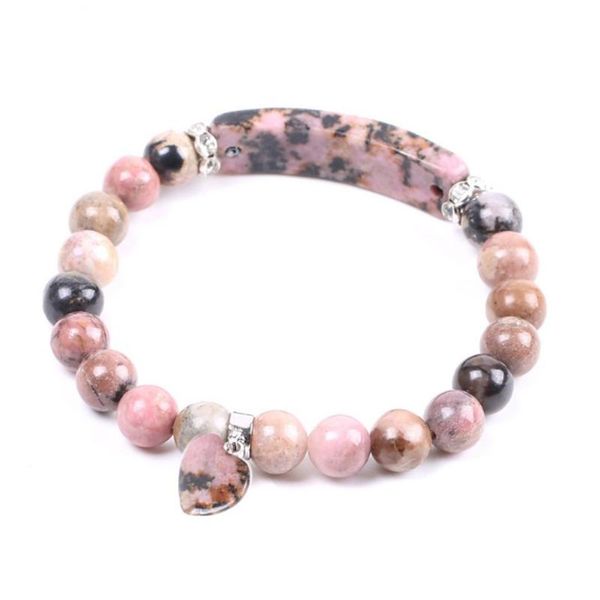 

trendy natural red stone love heart bracelet rectangle stones bracelets woman elastic lace-up pink color womens bracelets, Golden;silver