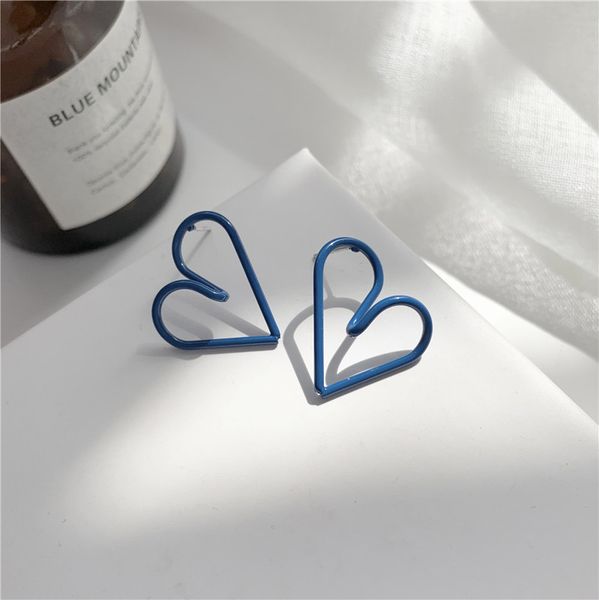 

dangle ear earrings hollow women stud heart simple design ladies wedding fashion girls elegant blue boho zinc alloy kolczyki, Golden;silver