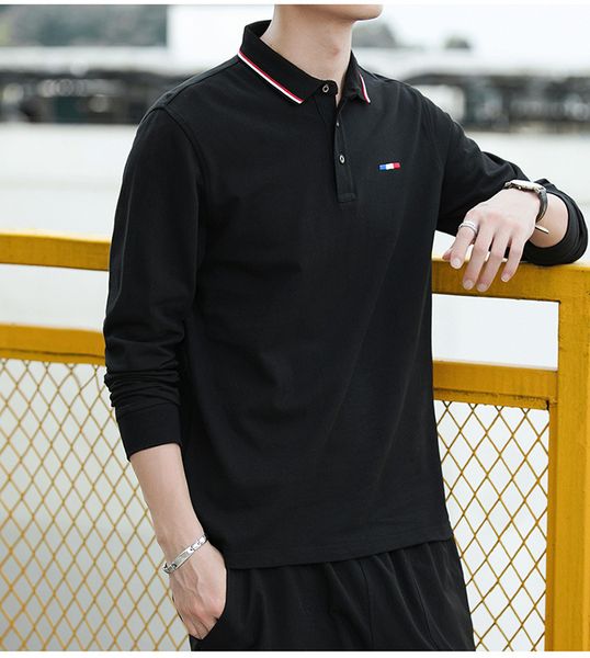 

men's polo shirt long-sleeved 2020 new arrival fahion men's summer new casual letter embroidery t-shirt tees 5 colors, White;black