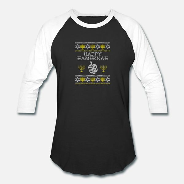 

happy hanukkah ugly sweater chanukah jewish christ t shirt men personalized cotton o neck slim anti-wrinkle comfortable summer style, White;black