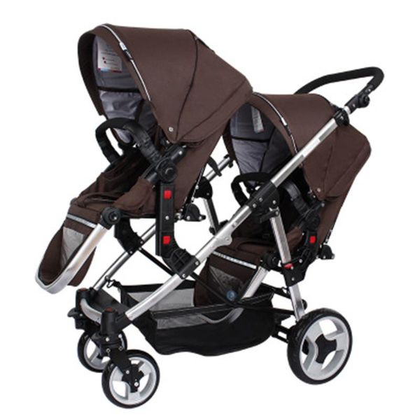 

twins baby stroller 3 in 1 four wheel luxury foldable compact pram