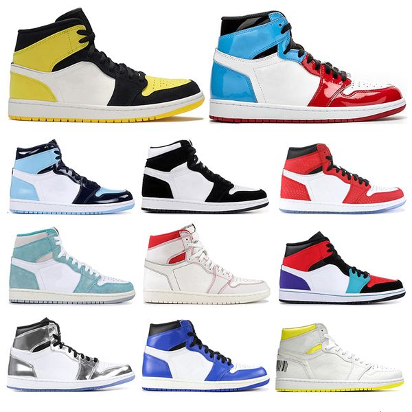 

2019 new mens basketball shoes 1s obsidian fearless unc yellow satin shattered backboard kowhi leonard womens sports sneakers size 5.5-12, Black