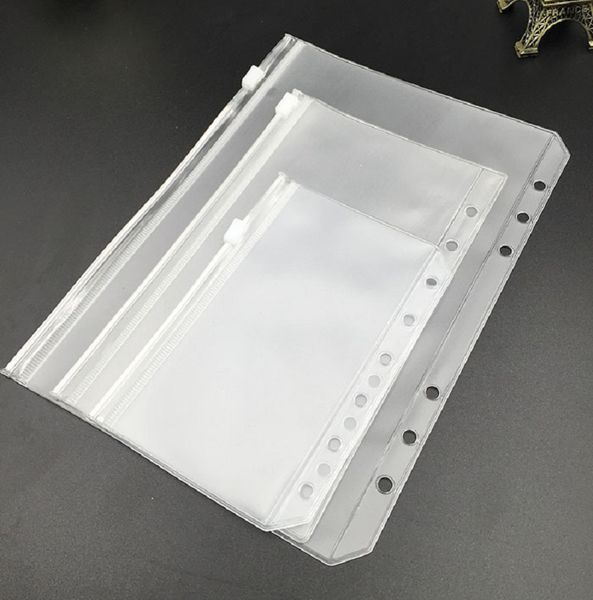 

packaging bags of a6 clear punched binder pockets for notebooks 6 holes zipper loose leaf bags pvc frosted notebook inserts organize documen
