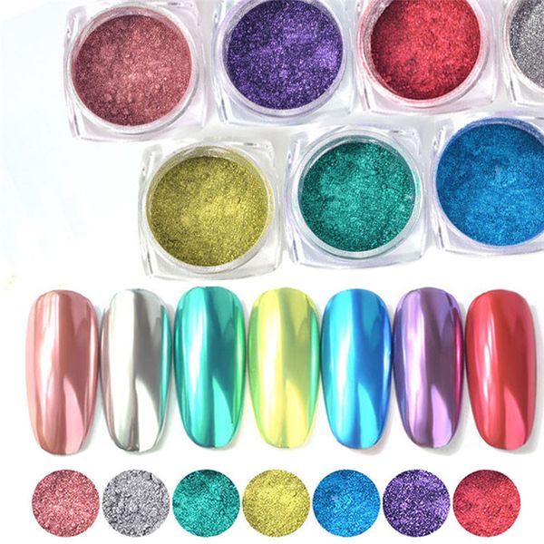 

1box magic mirror effect holographic nail glitter powder nail art chrome pigment manicure decoration diy gel polish, Silver;gold