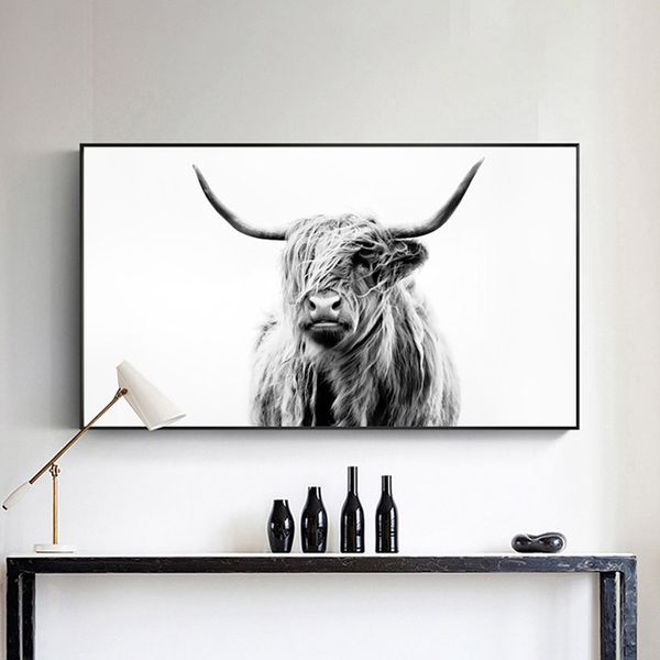 

nordic wall art om highland cow print and poster canvas art paintings for living room decor christmas yak wall decoration
