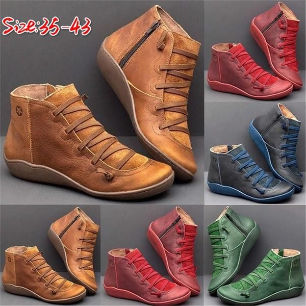 

состоятельные женщин кожа pu ботильоны осень зима крест strappy vintage zipper boots punk плоский короткие снег boots зашнуровать обувь