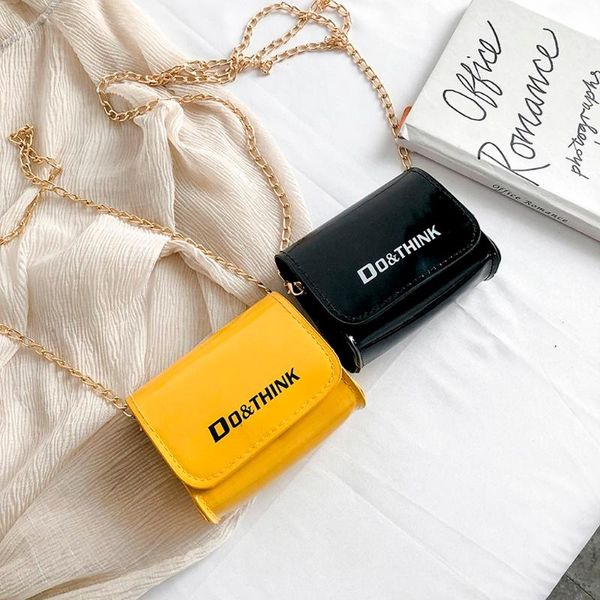 

bags for women 2020 solid color shoulder bag letter pu leather messenger bag chains hasp mini flap bolsa feminina