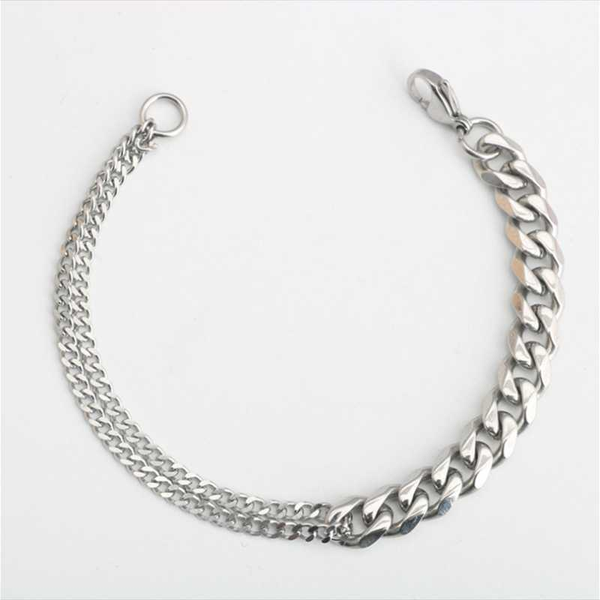 

link, chain 8mm width mens miami cuban link bracelet in stainless steel assorted colors 7 to 9 inches, Black