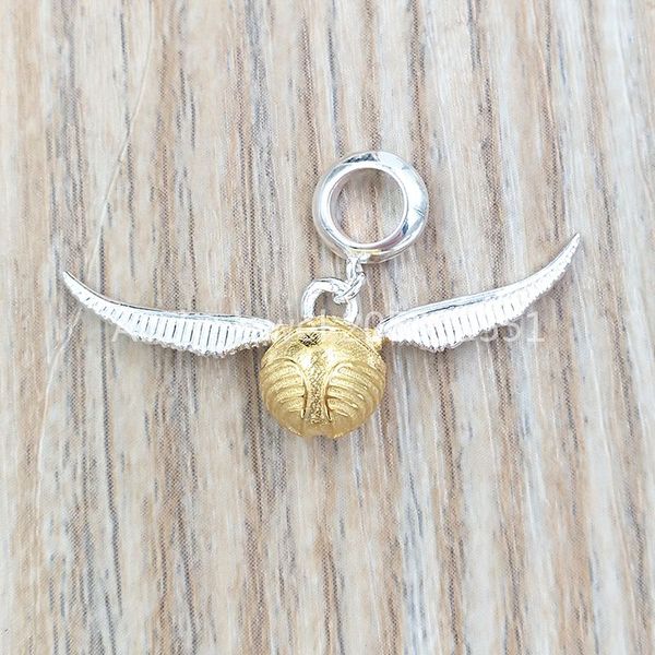 Andy Jewel authentische Anhänger aus 925er Sterlingsilber, Herry Poter Sterling Golden Snitch Slider Charm, passend für europäisches Bären-Schmuckstil-Geschenk WB0004-S