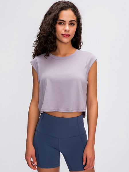 

lu-59 2020 new summer yoga lady breathable loose cates tees short sleeve t-shirts women fitness workout sports running shirts, White;black