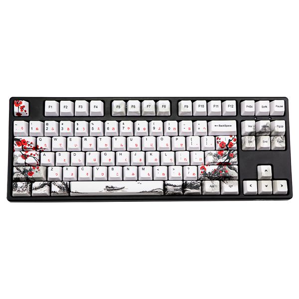 

novelty allover dye subbed plum blossom110 keys oem profile keycap for diy mechanical keyboard korean japanese character keycaps lj200922