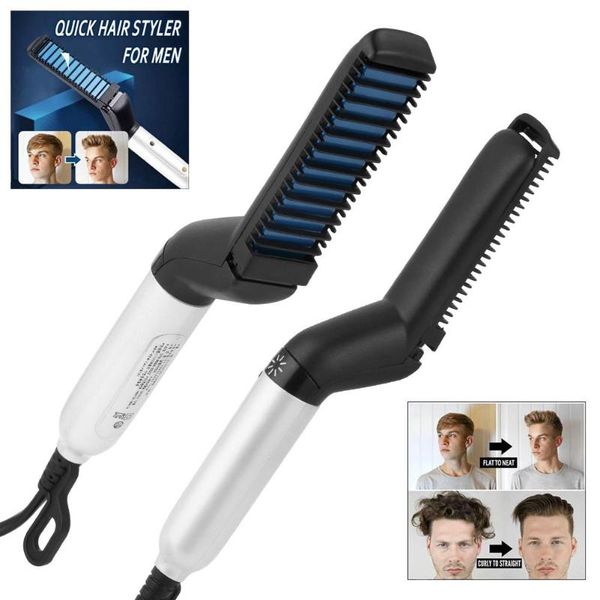 

hair curling curling brush curler men styling hair iron straighten quick functional multi straight comb electric hair combs cjzaz, Silver