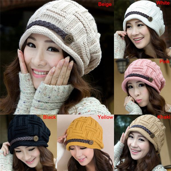 

1pcs woman winter bonnet hat female knitted crochet casual cap beanies for women solid color warm caps skullies bonnet 60-65 cm, Blue;gray