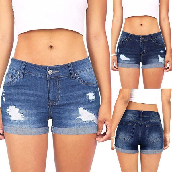 

woman jeans high waist fashion sumemr women's shorts low waist ripped hole short mini jeans denim for women casual plus 9.17, Blue