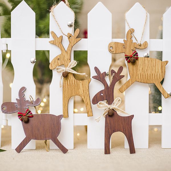 

christmas deer деревянных подвески украшение для xmas tree висячего diy украшение детей подарки главной партия украшение adornos de navidad