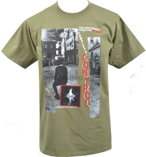 

mens khaki olive green t-shirt clash complete control joe strummer punk s-2xl(1